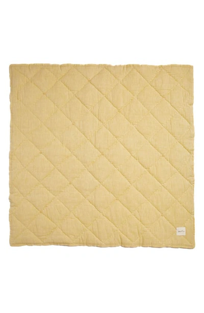 Shop Pehr Reversible Quilted Organic Cotton Blanket In Ivory/ Marigold