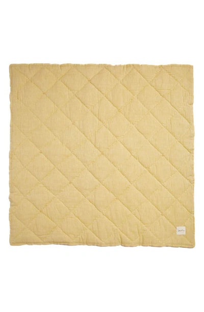 Pehr Reversible Quilted Organic Cotton Blanket In Ivory/ Marigold