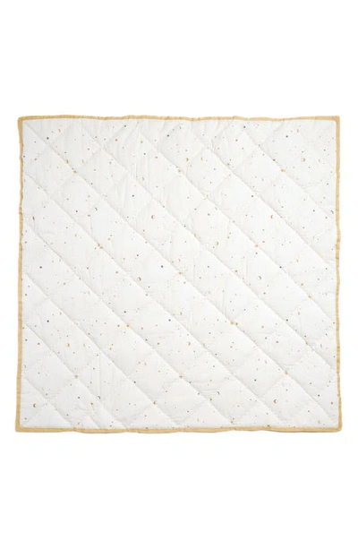 Pehr Reversible Quilted Organic Cotton Blanket In Ivory/ Marigold