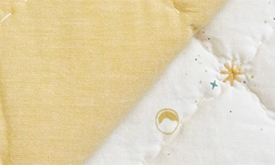Pehr Reversible Quilted Organic Cotton Blanket In Ivory/ Marigold