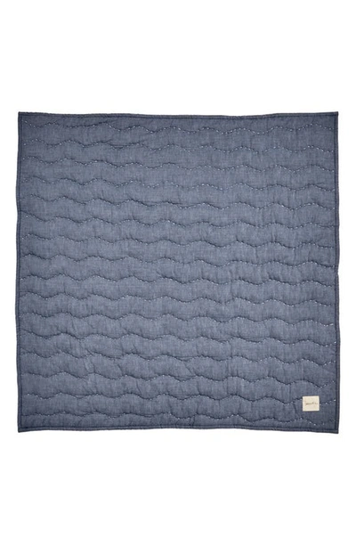 Shop Pehr Reversible Quilted Organic Cotton Blanket In Ivory/ Navy