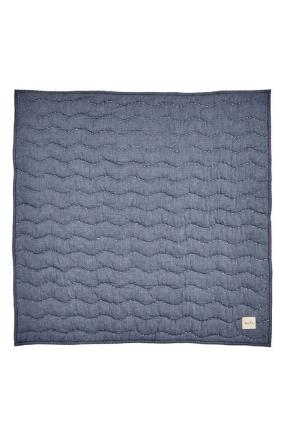 Pehr Reversible Quilted Organic Cotton Blanket In Ivory/ Navy
