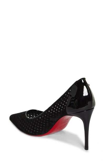 Shop Christian Louboutin Kate Perforated Pointed Toe Leather Pump In Black