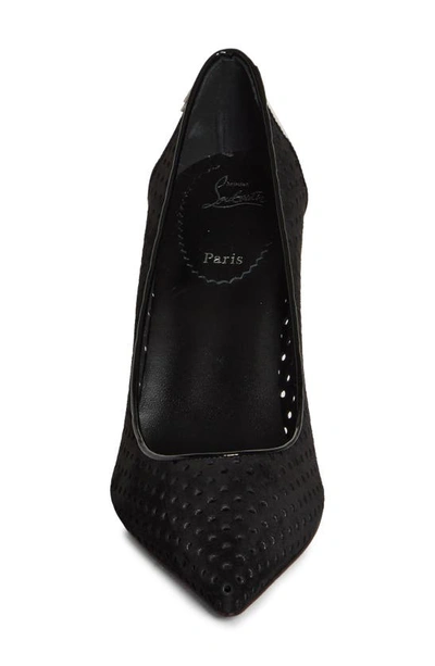 Shop Christian Louboutin Kate Perforated Pointed Toe Leather Pump In Black