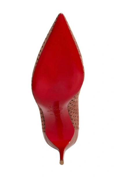 Shop Christian Louboutin Kate Perforated Pointed Toe Leather Pump In Tornado
