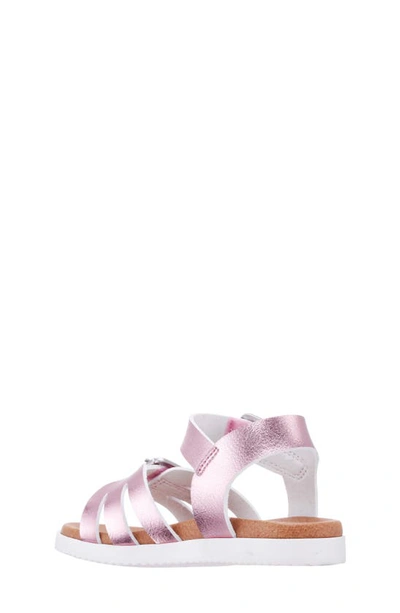 Shop Nina Kids' Lacey Metallic Strappy Sandal In Pink Metallic