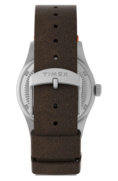 Shop Timex Expedition North® Field Mechanical Leather Strap Watch, 38mm In Brown