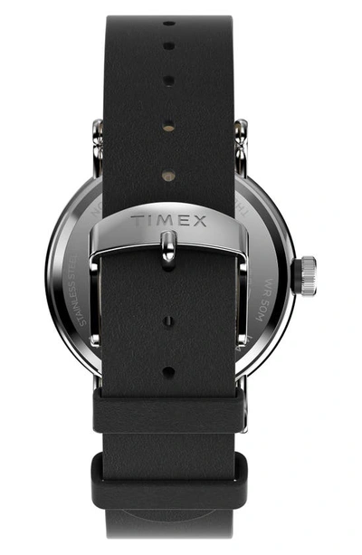 Shop Timex Standard Leather Strap Watch, 40mm In Black