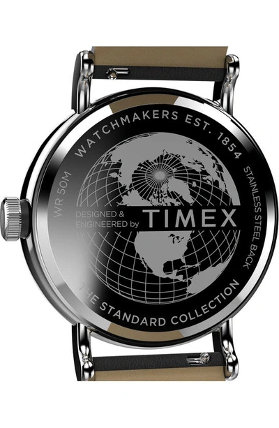 Shop Timex Standard Leather Strap Watch, 40mm In Black