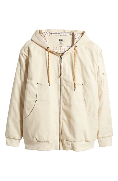Shop Cat Wwr Hooded Canvas Work Jacket In Sandshell
