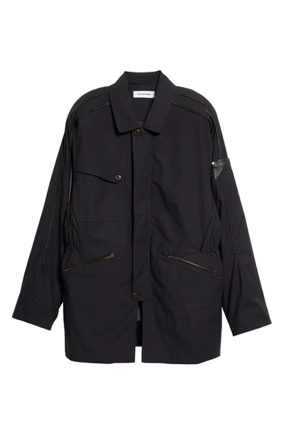 Kiko Kostadinov Mcnamara Uniform Stretch Nylon & Leather Jacket In