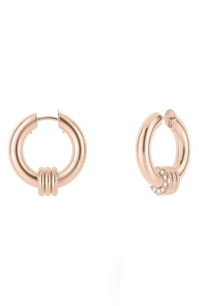Shop Spinelli Kilcollin Ursa Minor Pavé Diamond Huggie Earrings In Rose Gold