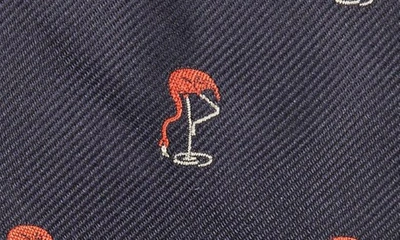 Shop Drake's Flamingo Print Silk Tie In Navy