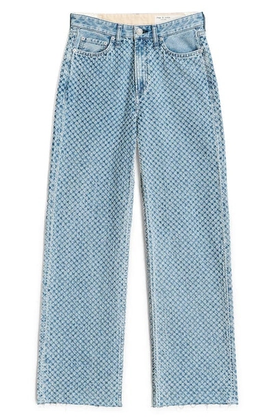 Shop Rag & Bone Logan Raw Hem Textured Wide Leg Jeans In Indigo Tweed
