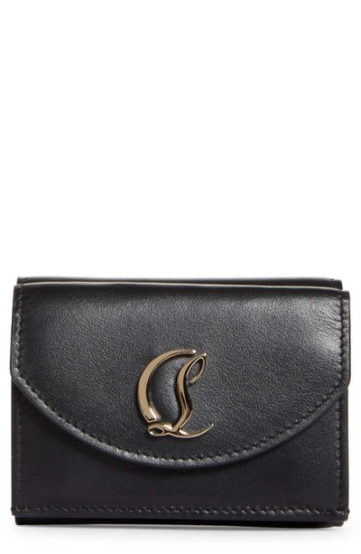 Shop Christian Louboutin Loubi 54 Compact Leather Wallet In Black/ Gold