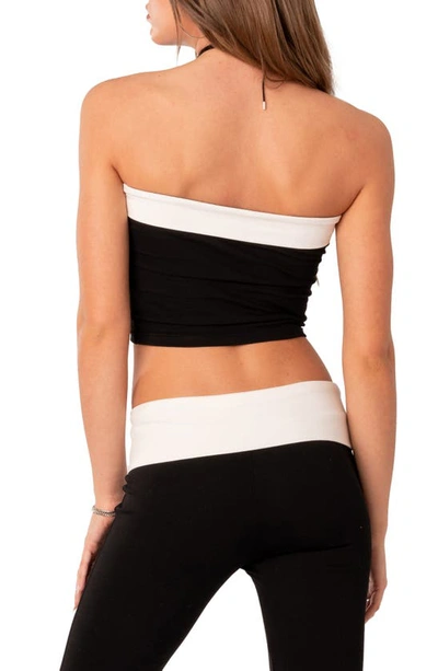 Edikted Contrast Crop Tube Top In Black-and-white