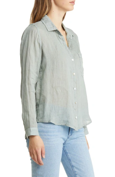 Bella Dahl Garment Dyed Linen Button-up Shirt In Oasis Green