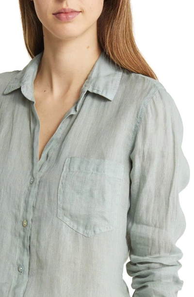 Bella Dahl Garment Dyed Linen Button-up Shirt In Oasis Green