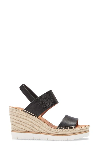 Gentle Souls By Kenneth Cole Elyssa Platform Wedge Sandal In Black Leather