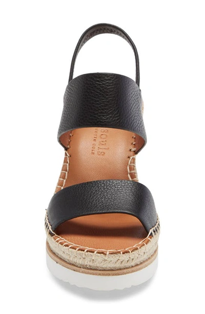 Gentle Souls By Kenneth Cole Elyssa Platform Wedge Sandal In Black Leather