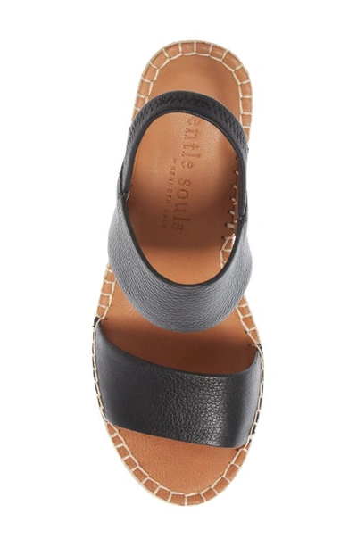 Gentle Souls By Kenneth Cole Elyssa Platform Wedge Sandal In Black Leather