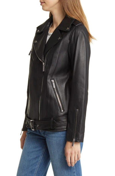 Shop Michael Kors Oversize Moto Jacket In Black