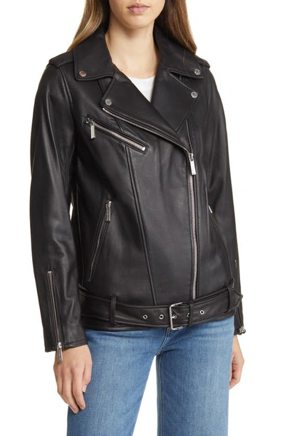 Shop Michael Kors Oversize Moto Jacket In Black