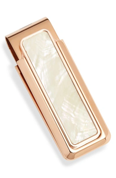 Shop M Clip Mother-of-pearl Money Clip In Rose Gold/ White Pearl