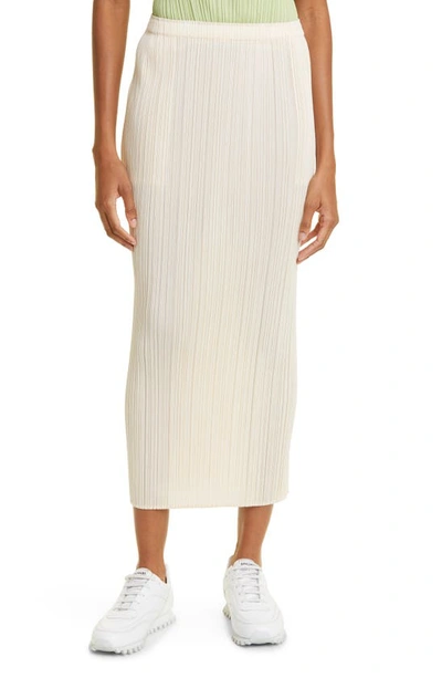 Shop Issey Miyake New Colorful Basics 3 Pleated Midi Skirt In Light Beige