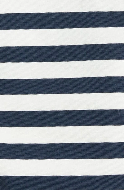 Shop Moncler Stripe Logo Cotton Rib Tank Top In Blue/ White Multi