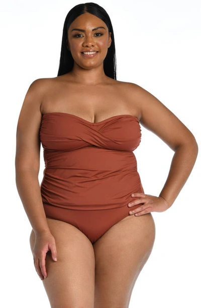 Shop La Blanca Island Goddess Twist Tankini Top In Cinnamon