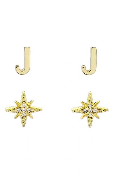 Shop Panacea Initial Starburst Set Of 2 Stud Earrings In Gold