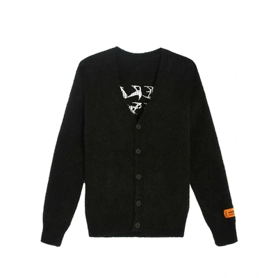 Shop Heron Preston Mohair & Cashmere Cardigan In Black