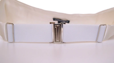 Dolce & Gabbana White Waist Tuxedo Smoking Belt Cummerbund In White