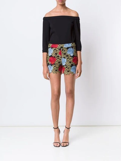 Shop Alice And Olivia Rose Embroidered Shorts