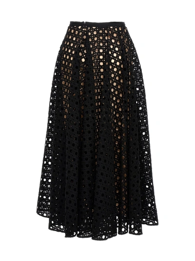 Shop Giambattista Valli Macramé Long Skirt Skirts Black