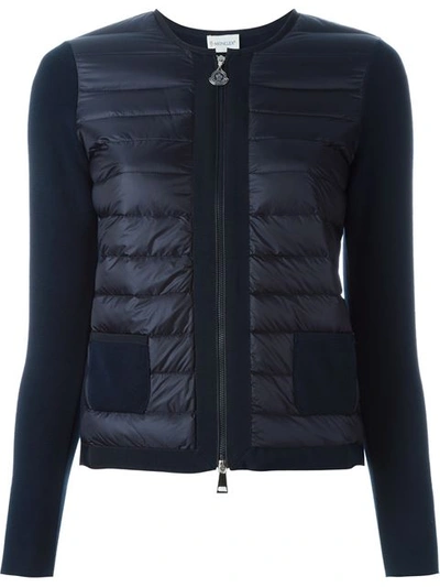 Moncler 'maglia' Quilted Down Front Tricot Cardigan In Blu