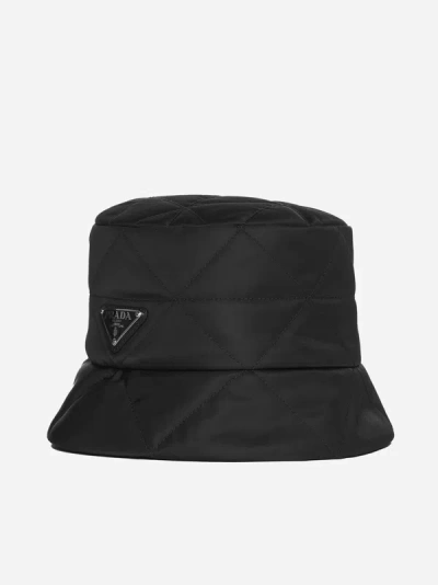 Shop Prada Quilted Re-nylon Bucket Hat In Black