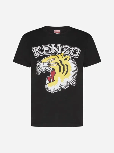 Shop Kenzo Tiger Cotton T-shirt In Black