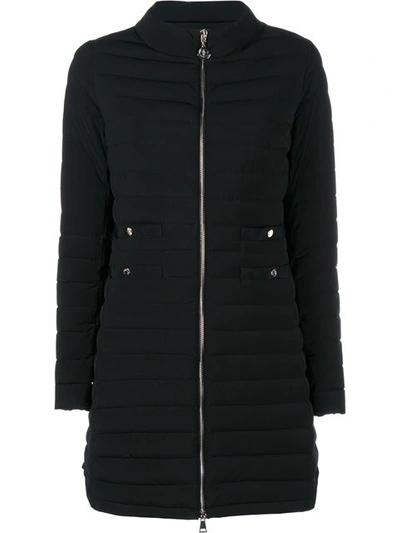 Moncler Long Quilted Jacket In Black