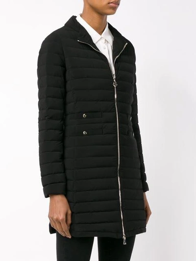 Shop Moncler Long Quilted Jacket In Black