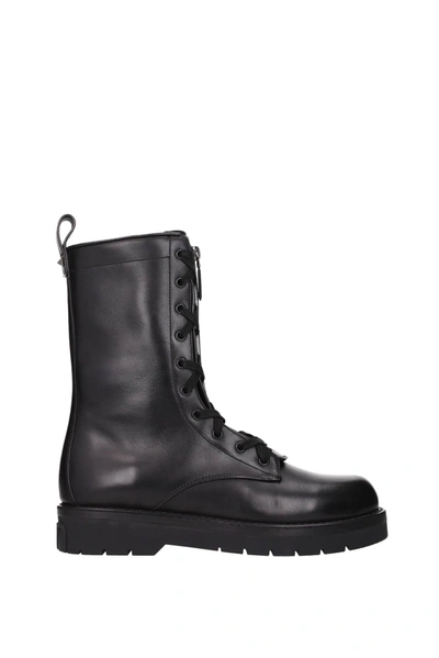 Shop Valentino Ankle Boot Combat Leather Black