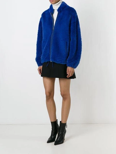 Shop Liska Cashmere Fur Jacket - Blue