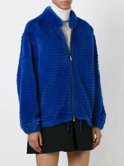 Shop Liska Cashmere Fur Jacket - Blue