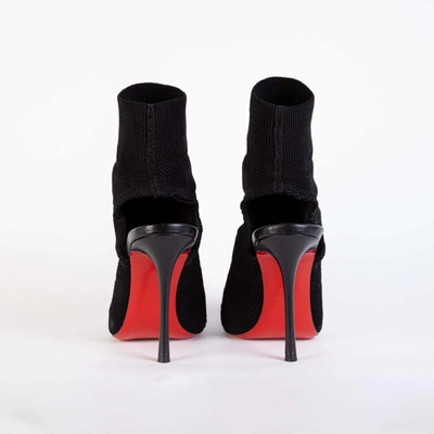 Shop Christian Louboutin Noemi 100 Black Tricot Ankle Women's Boot