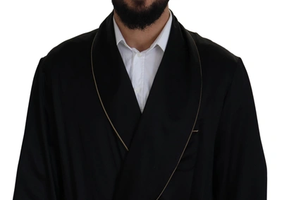 Shop Dolce & Gabbana Black 100% Silk Robe Coat Wrap  Men's Jacket