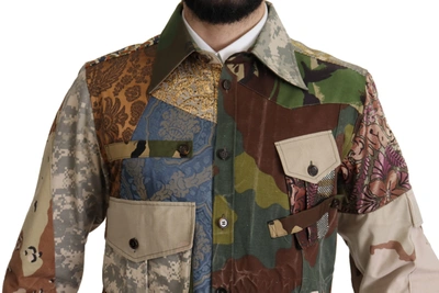 Shop Dolce & Gabbana Multicolor Button Down Patchwork Men's Shirt