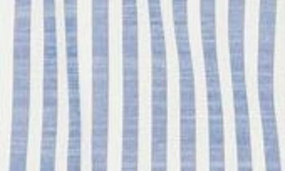 Max Studio Stripe Short Sleeve Blouse In Denim Black Framed Stripe