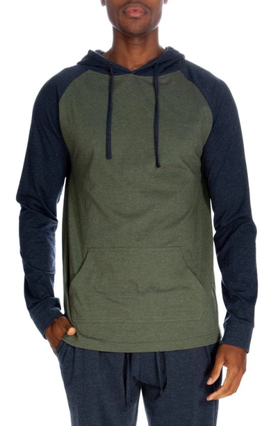 Shop Unsimply Stitched Raglan Pullover Hoodie In Heather Green Navy