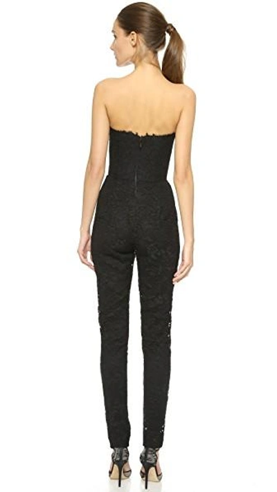 Shop Monique Lhuillier Strapless Jumpsuit In Noir
